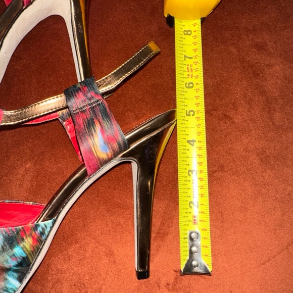 ALDO Heels Womens Size 7.5 Green Red Platform Strappy Stiletto Colorful - Picture 5 of 8